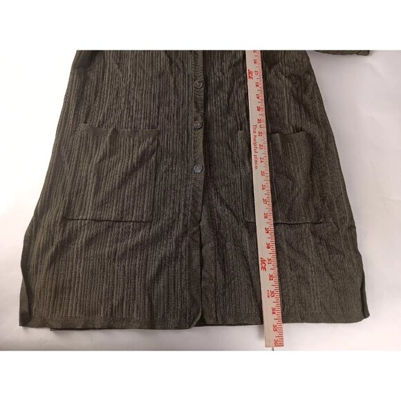 Chico's Cardigan Sweater Olive Green Ribbed Long Sleeve Button Up - Size L - Picture 6 of 11